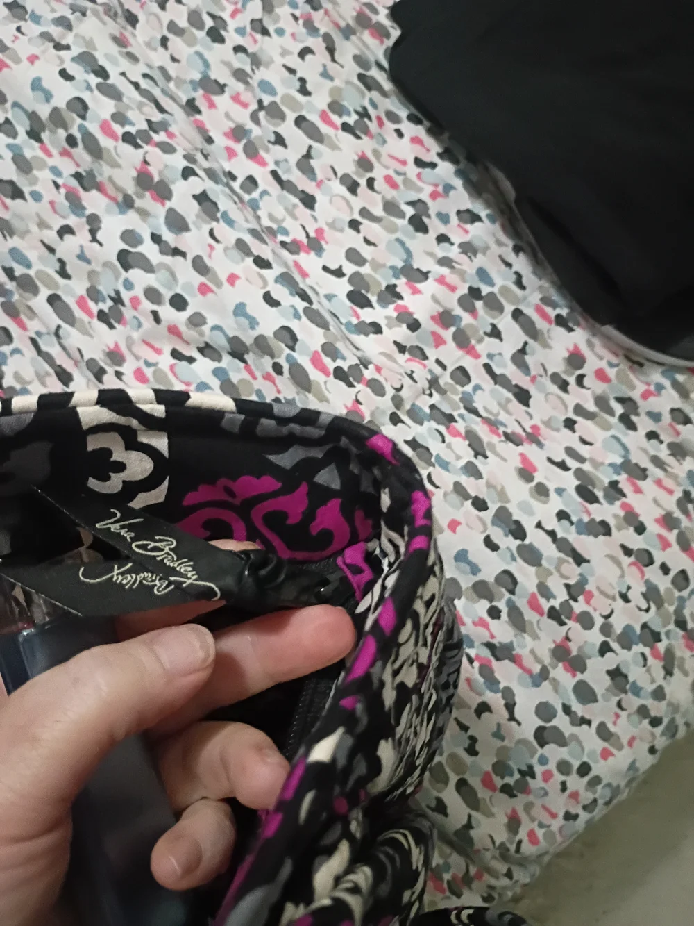 Vera Bradley Black, White & Purple Quilted Tote